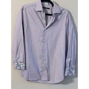 Hammer Made Mens Dress Shirt M 15.5 Pink Blue Check Contrast Paisley Cuffs
